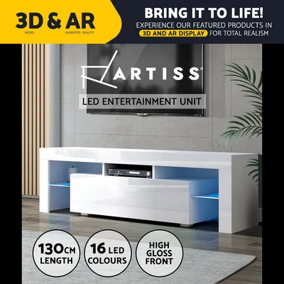 $139.95 • Buy Artiss 130cm RGB LED TV Cabinet Entertainment Unit Stand Gloss Furniture White