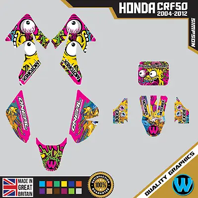 Honda CRF 50 2004 -2012 Motocross Graphics |  MX Decals Kit Simpson Pink • $114.87