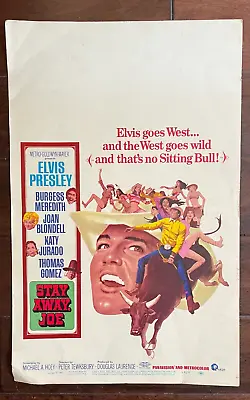 Original 1968 ELVIS PRESLEY In STAY AWAY JOE - 14 X 22 WINDOW CARD MOVIE POSTER • $50