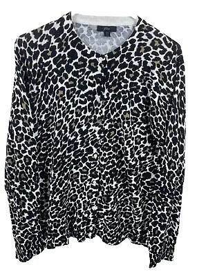 J Crew Cardigan Womens  Sz XXL Animal Print Sweater Long Sleeve Button Up Blouse • $21.99