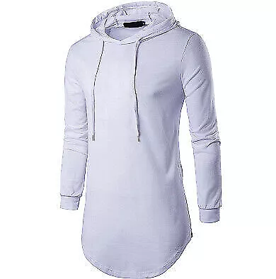 Mens Hoodie Long Sleeve T Shirt Hooded Slim Fit Hipster Hip Hop Casual Tee Tops • $21.87