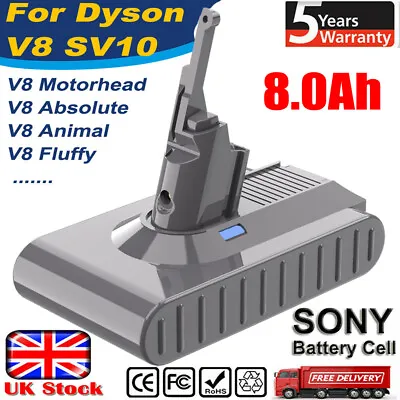 21.6V 8Ah For Dyson V8 Battery Animal Absolute SV10 Fluffy Motorhead Replacement • £33.99