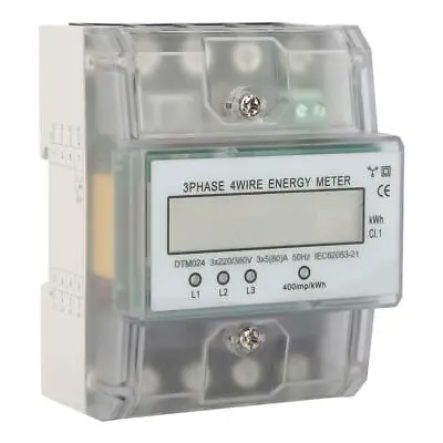 Electric Digital LCD Energy Power Meter 220V/380V 3 Phase 4 Wire Din Rail KWH Cl • $31.58