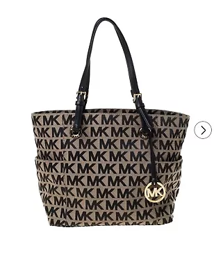 MICHAEL Michael Kors Black/Beige Signature Jacquard Tote With Dust Bag 12 X11  • $49.99