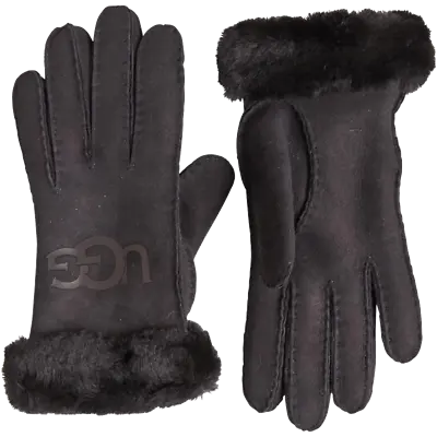 UGG Womens Sheepskin Logo Gloves Black Size M • £96