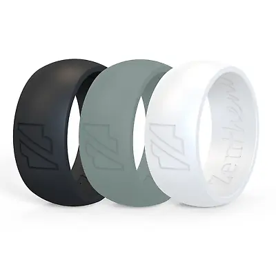 Silicone Wedding Rings Mens Black White Grey Bands - ZentheniX® Activewear Rings • £19.99