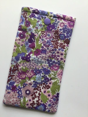 $12 • Buy Glasses Case Fabric Quilted Purple Floral Snap Close Lined Sunglasses Soft New