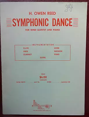 Vintage  Symphonic Dance  For Woodwind Quintet & Piano By H. Owen Reed • $26.79