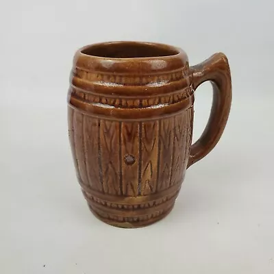 Vintage Coffee Beer Mug Barrel Wood Design Brown 5 In Tall • $9.49
