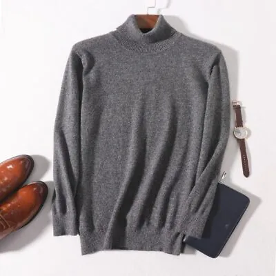 Men Cashmere Turtleneck Sweater Autumn Winter Warm Knit Pullover Soft Tops New • $91.58