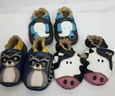 Baby Momo Crib Shoes Animal Cute Cow Raccoon Elephant Mixed Lot Size 0-6 6-12 • $39.99