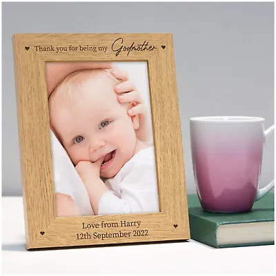 £12.95 • Buy Personalised Godparents Photo Frame Gift For Christening Day Godmother Godfather