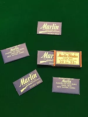  VINTAGE  MARLIN HIGH SPEED DOUBLE EDGE RAZOR BLADES Full Pack Of 5 BLADES! • $3.99