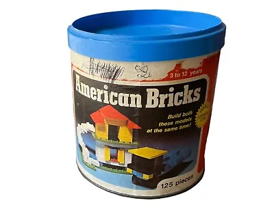 Vintage American Plastic Bricks Playskool Approx 125 Pieces INCOMPLETE Can • $8.57