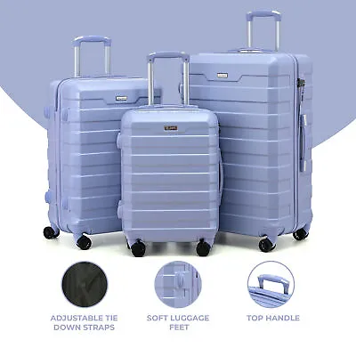 Hard Shell ABS Lightweight Suitcases 4 Easy Spinner Wheel TSA Lock S/M/L/3PC Set • £30.99