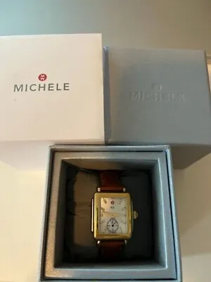 MICHELE Deco 18k Gold Diamond Dial Watch For Sale  • $450