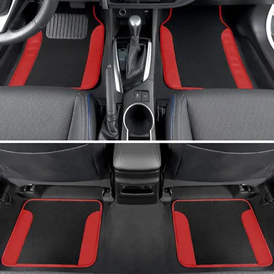 $25.99 • Buy Red Car Floor Mats 4 Pieces Set Carpet Rubber Backing All Weather Protection