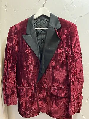 VINTAGE AFTER SIX Burgundy CRUSHED VELVET TUXEDO JACKET BLAZER PROM WEDDING • $79.97