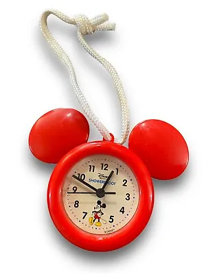 Vintage Disney Mickey Mouse Ears Water/Showerproof Clock W/ Rope- Red Works! • $20