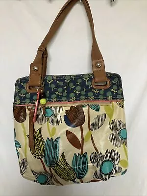 Fossil Key Per Bag Oilcloth & Textile Floral Two Handle Lots Of Compartments Med • £15