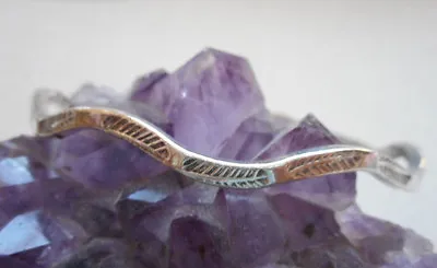 Vintage Sterling Southwest Stamped Feather Bangle Bracelet    346209 • $48