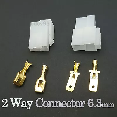 2 Way 6.3mm Pin Electrical Wiring Multi-Connector Terminals Motorcycle Car • £2.93