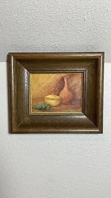 Vintage Mid Century Still Life Pottery Vase  Painting Original Louise Martin • $19