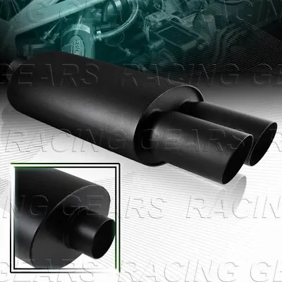 3  Dual Slant Tip DTM 2.5  Inlet Black Stainless T304 Exhaust Muffler Universal • $49.95