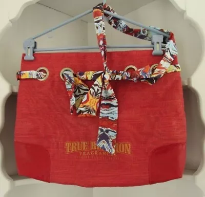 True Religion Fragrances Tote Bag Red Gold Boho Hippie Scarf Handle Large Purse • $24.95