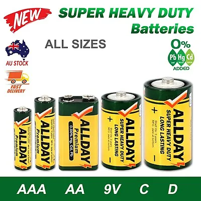 AA AAA C D 9V Battery 1.5V Super Heavy Duty Batteries ALLDAY AU • $5.49