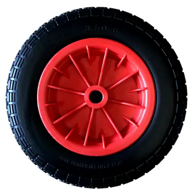 3.50 - 8 Red Puncture Proof Wheelbarrow Launching Trolley 14  Wheel 1  Bore • £14.95