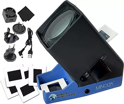 MINOLTA 35Mm Desk Top Portable LED Slide And Negative Viewer Luminated 3X Magnif • $117.95