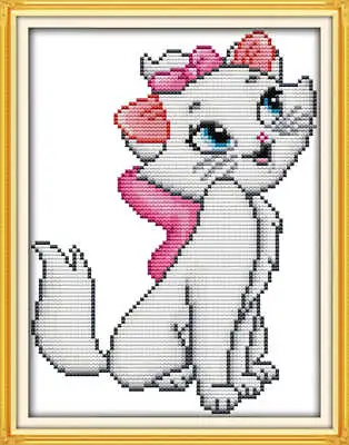 Pink Cat Counted Un/printed Cross Stitch Patterns 18ct 14ct 11ct • £14.25