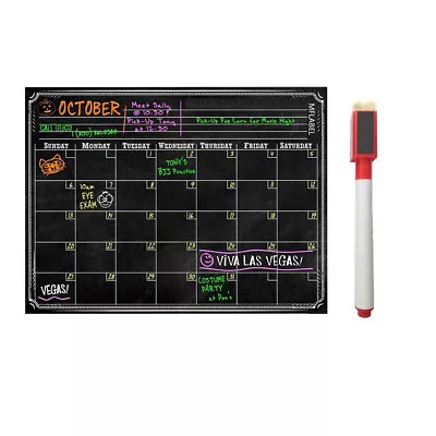 16  X 12  Dry Erase Magnetic Refrigerator Calendar Message Flexible Black Board • $7.99