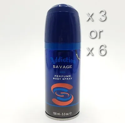 Addiction Savage Man Deodorant Body Spray 150ml 3 Or 6 Pack • £9.49