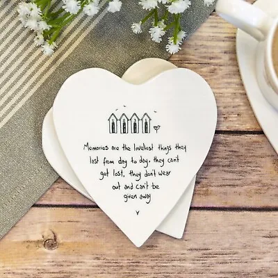 East Of India ‘Memories Are The Loveliest Things’ Heart Shaped Coaster • £6.10