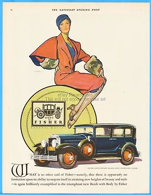 1928 Buick Silver Anniversary Sedan Ad Fisher Body Flapper McClelland Barclay • $29.99