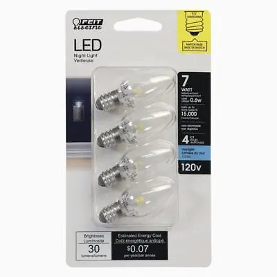 7-Watt Equivalent C7 Daylight White LED Night Light Replacement Bulb - 4 Pack • $14.99