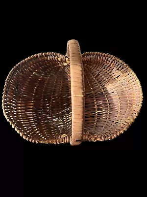 Antique Handwoven Basket Made In Maine 12” L 11”H • $69.99