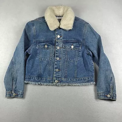 Dissh Jacket Denim Blue Size 6 Cotton Womens Basic Sherpa Collar Neck • $21