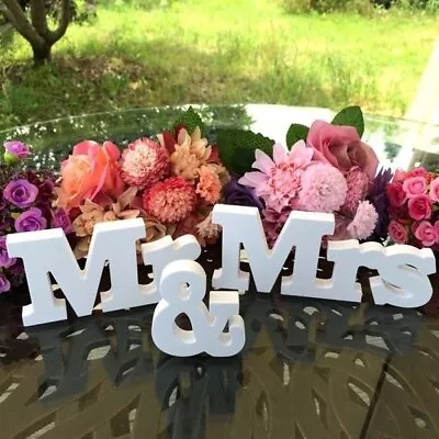 Mr & Mrs Top Table Sign White Letter Sign Wooden Wedding Party Table Decoration • $9.49