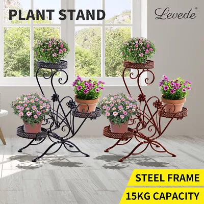 Levede Plant Stand Outdoor Indoor Metal Flower Pots Rack Corner Planter Shelf • $36.99