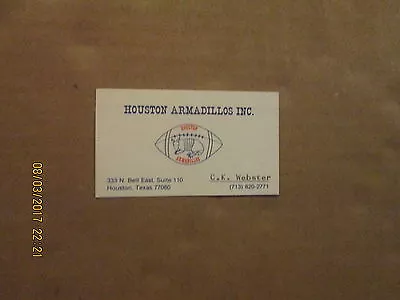 Minor League Football Houston Armadillos Inc.Logo Business Card • $25