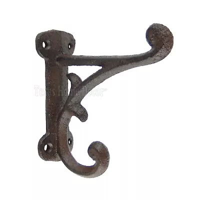 Rustic Double Wall Hook Vines Cast Iron Towel Coat Key Hanger Antique Style • $10.95