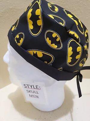 Batman Signal Super Hero Men's Skull/Chemo Surgical Scrub Hat/Cap Handmade • $16.99