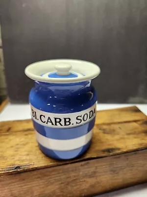 Rare Tg Green Cornish Blue White Stripe Bi Carb Soda Canister • $9.95