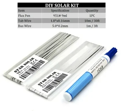 $12.05 • Buy DIY Solar Panel Cells Tabbing Wire Bus Wire Connection Solar Cells Flux Pen Kit