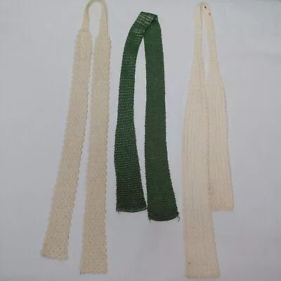 Vintage Crochet Mens Neck Ties Lot Of 3 Off White And Green Read Flaws • $33.98