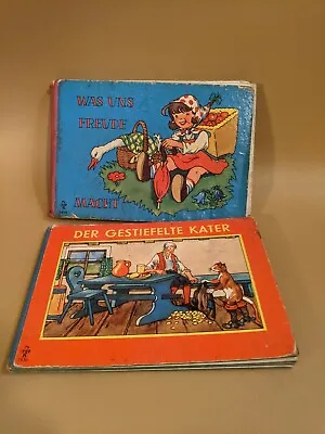 Vintage Lot Of 2 German Children's Books Gestiefelte Kater & Was Uns Freude  • $19.99