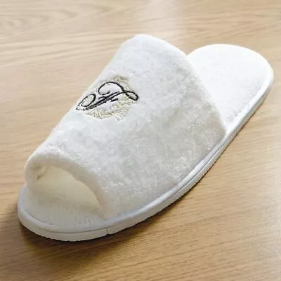 Mitre Luxury Slippers In White Cotton / Plush With Open Toe - One Size • £7.96